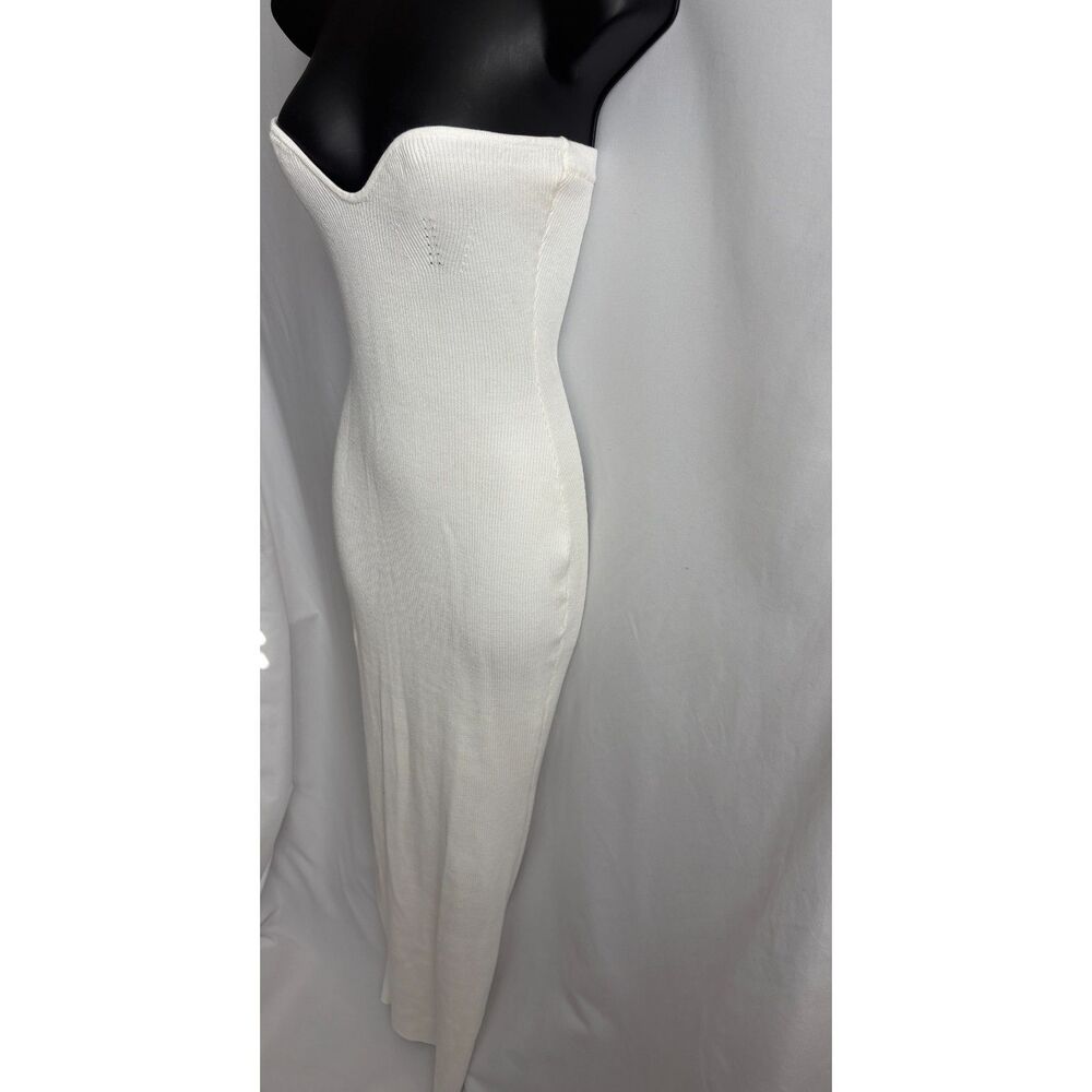 BABYBOO Angela Maxi White Knit Dress Size M Strapless Date Wedding Bridal Boho - Picture 5 of 11